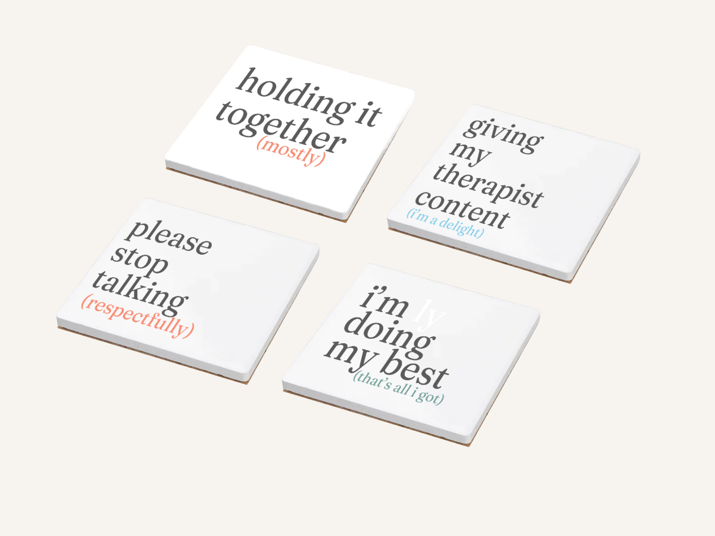 Funny Honest Quote Coaster Set of 4