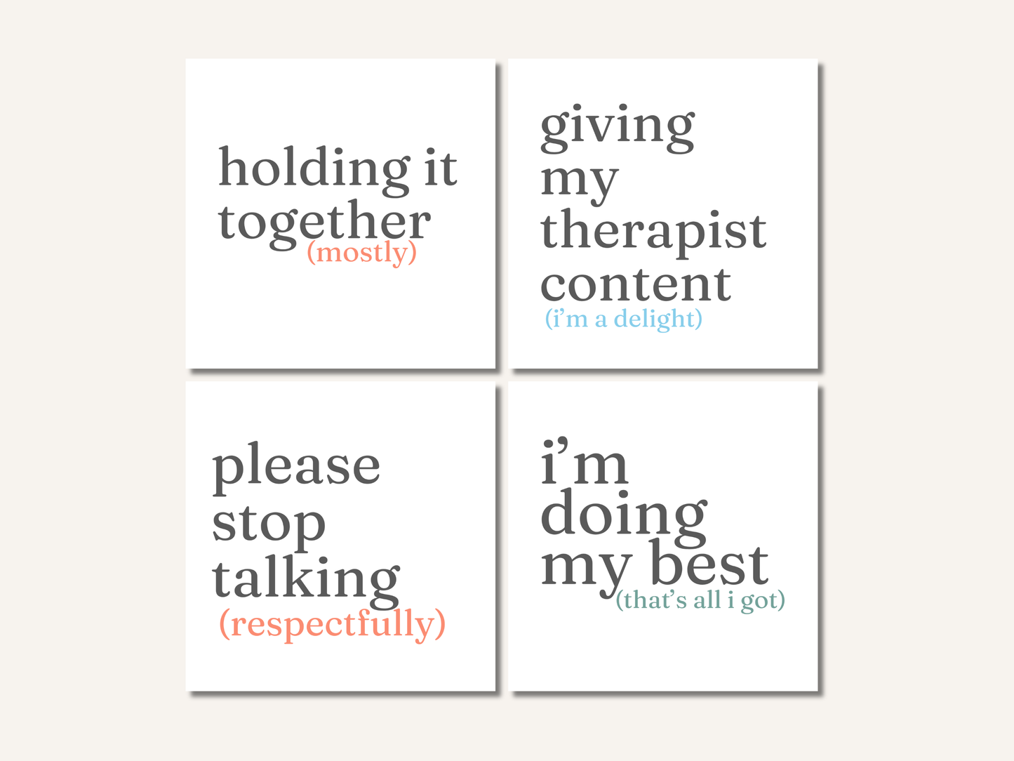 Funny Honest Quote Coaster Set of 4