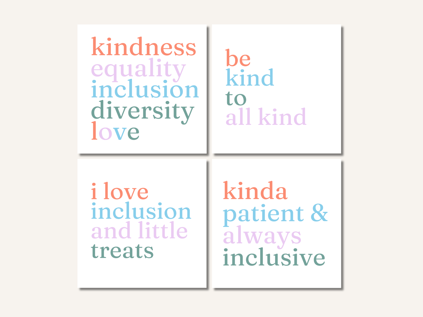 Kindness Inclusion Values Coaster Set of 4