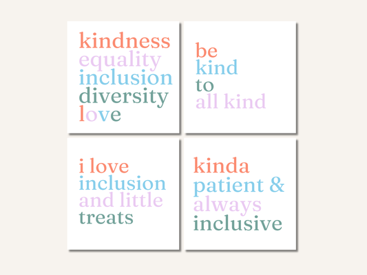 Kindness Inclusion Values Coaster Set of 4